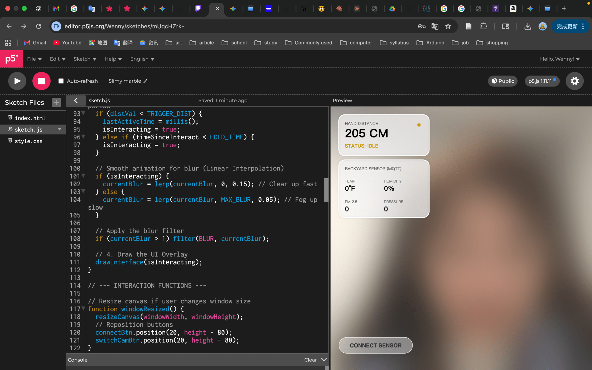 p5.js interactive blur sketch