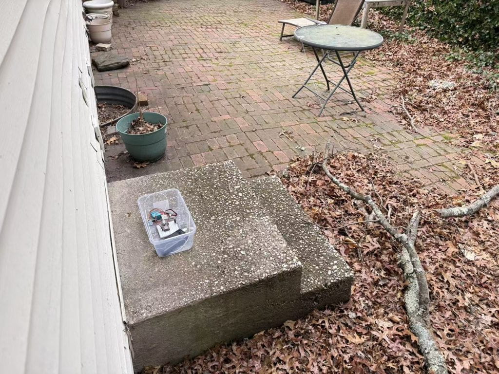 Box placed in backyard